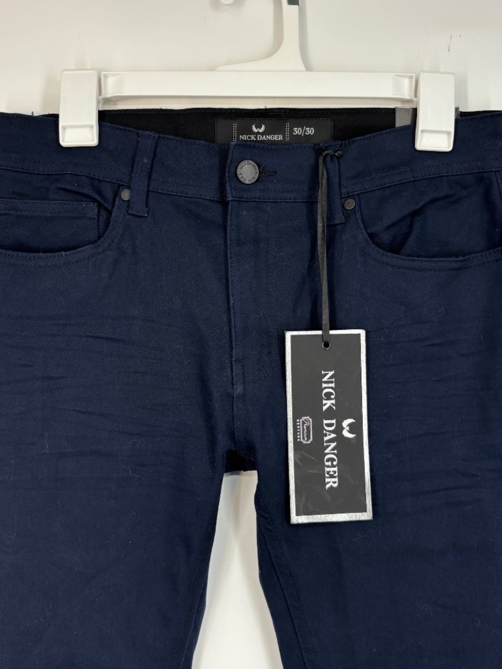 Nick Danger Mens 30W by 30L Skinny Jeans Navy Blue Super Flex Denim Five Pocket